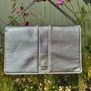 Chic Silver Clutch with Chain Strap